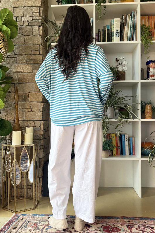  Perfect Breton V Long Sleeve Top Teal /18